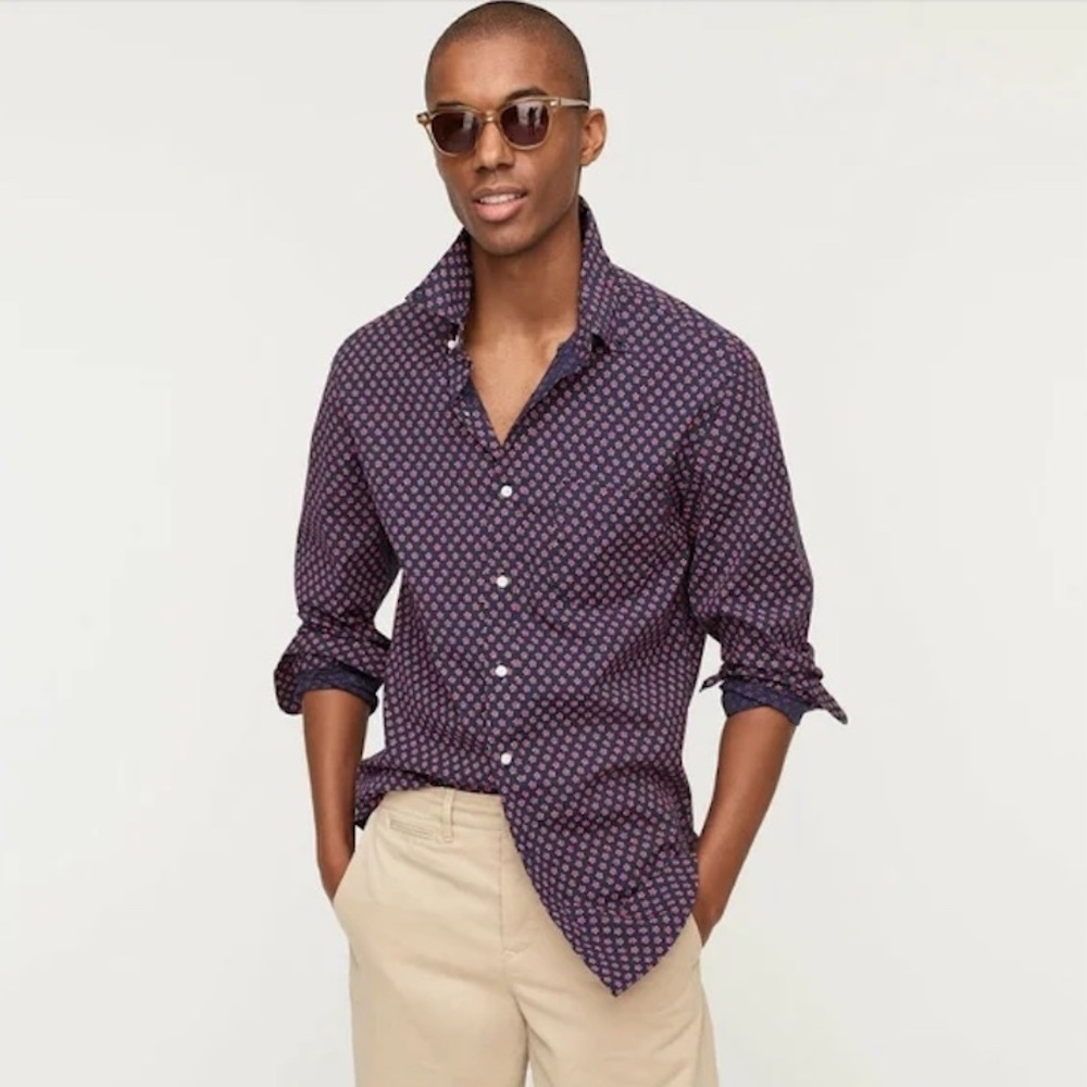 J.Crew Organic Cotton Slim Untucked Floral Shirt